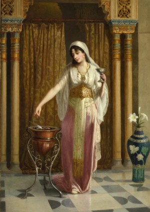 A woman burning sacred plants